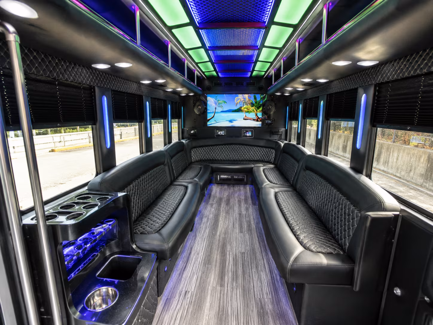 bradenton 18 passenger party bus inside