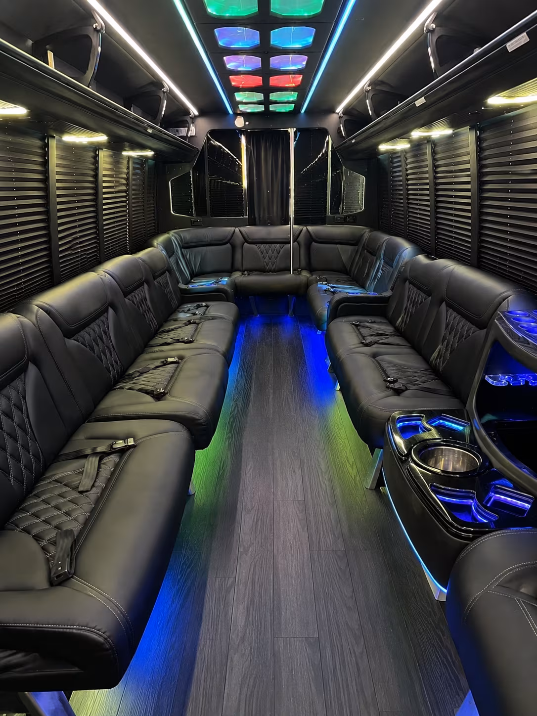 bradenton 20 passenger party bus interior