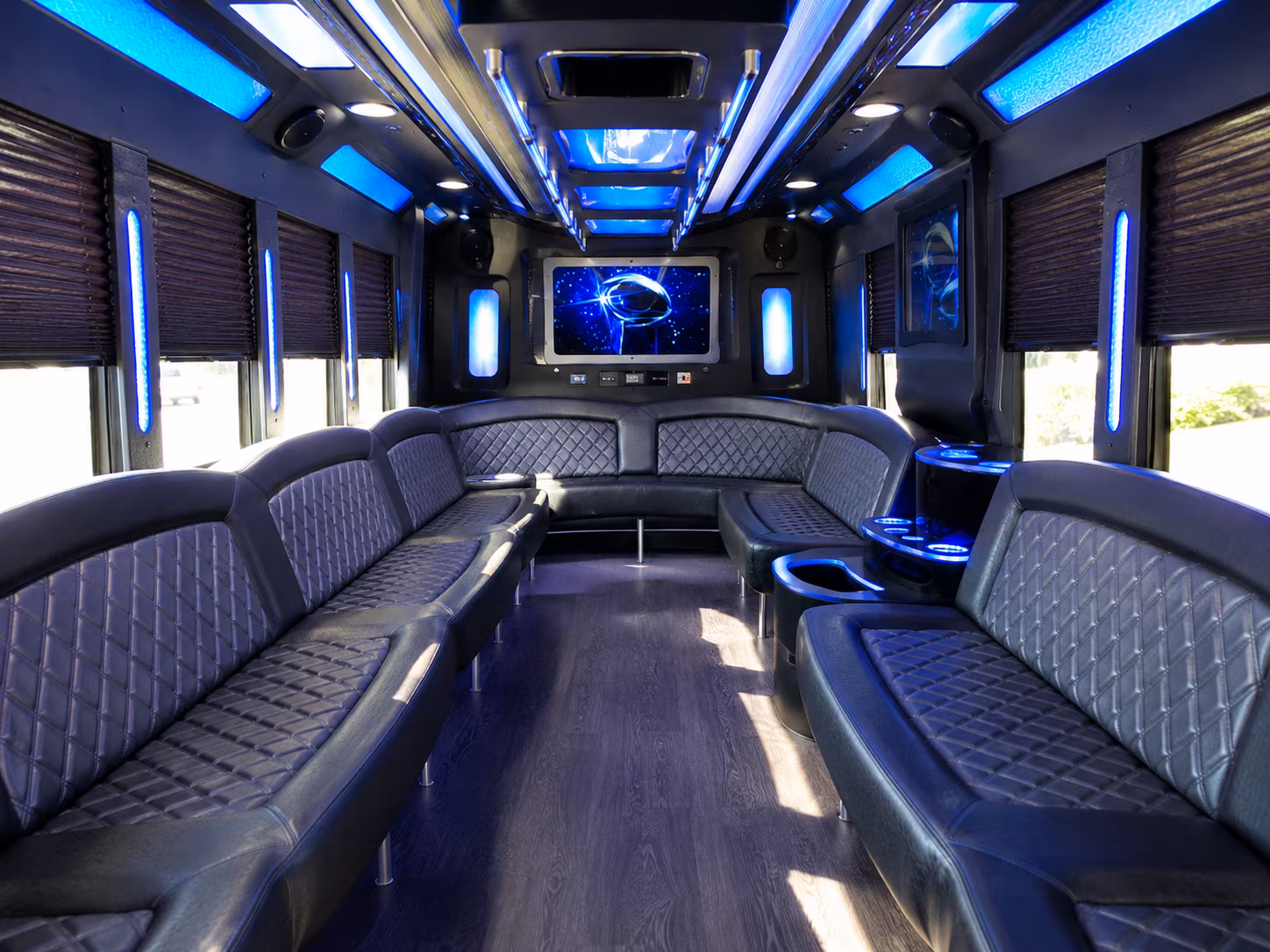 bradenton 28 passenger party bus inside