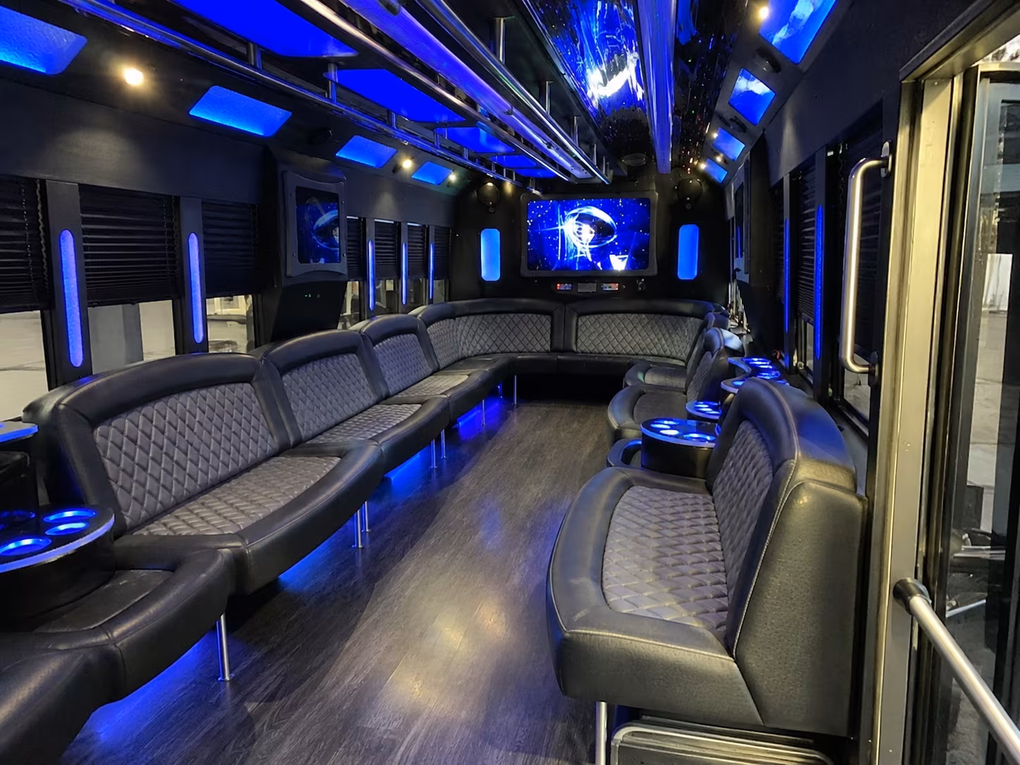 bradenton 28 passenger party bus interior