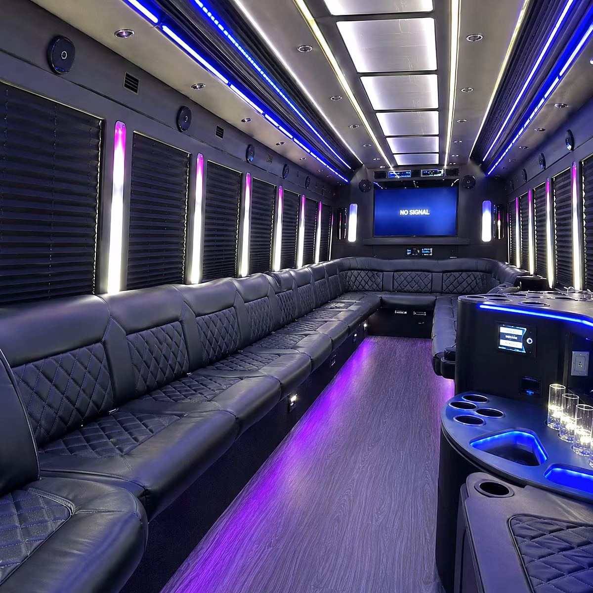 bradenton 30 passenger party bus inside