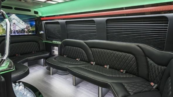 Interior of Charter Bus Company Bradenton's Sprinter Limo in Bradenton