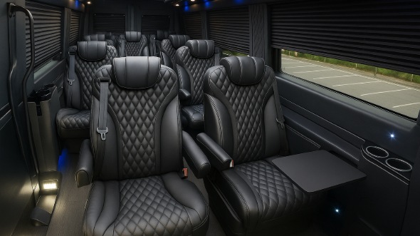 Interior of Charter Bus Company Bradenton's Sprinter Van Rental With Driver in Bradenton